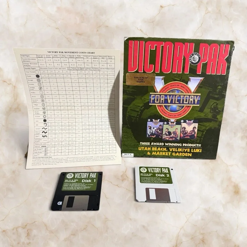 Victory Pak V For Victory IBM PC 3.5” Floppy Game Bundle Complete Big Box 1993